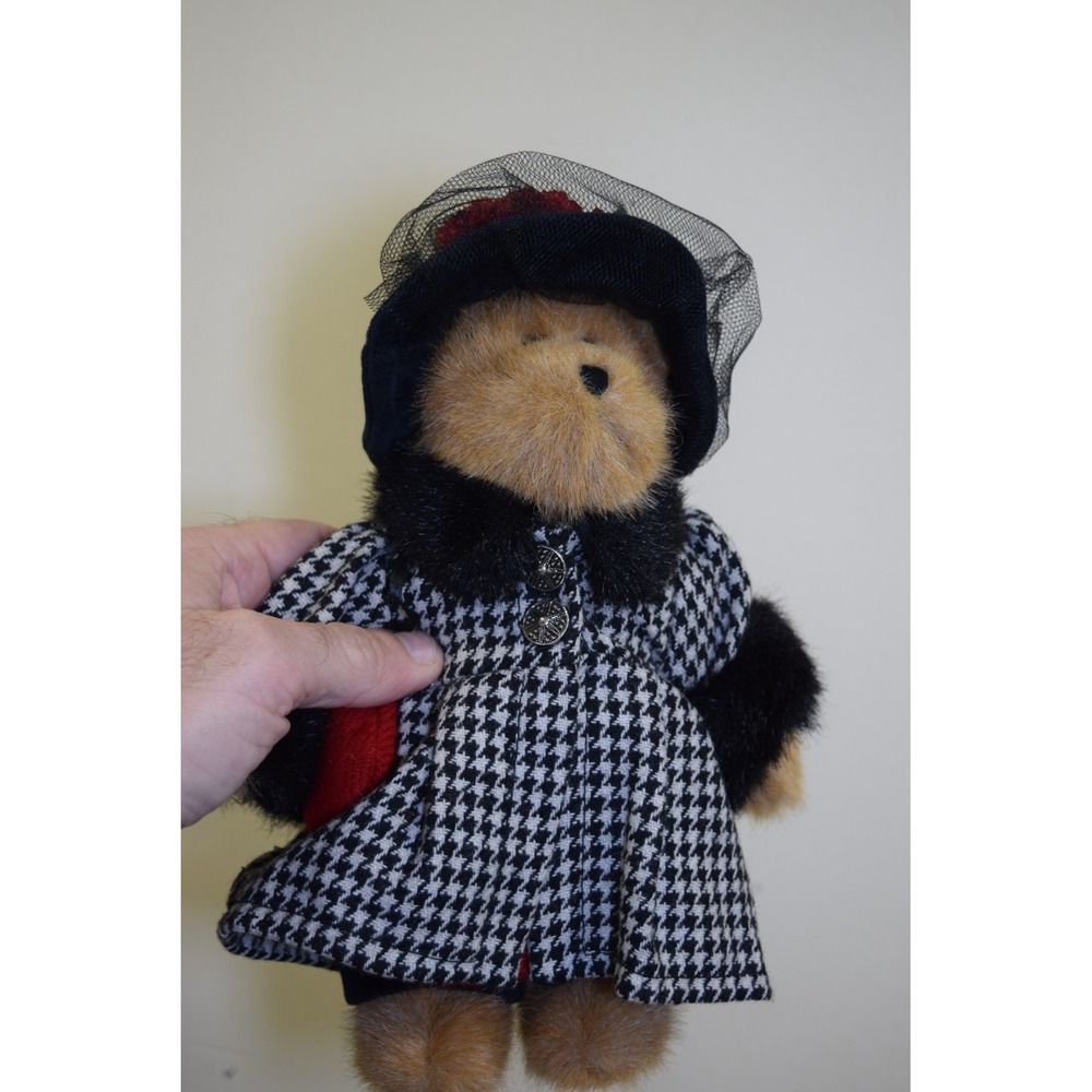 Boyds Bears BAILEY Fancy‎ Dressed Faux Fur Trimmed Houndstooth Coat Hat Plush
